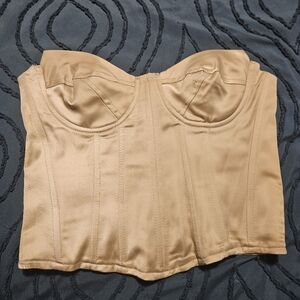 Boohoo Nude zip up bustier, soft wiring corset, unlined underwire bra, size 2